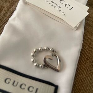 GUCCI TOGGLE HEART RING AUTHENTIC MADE IN ITALY STERLING SILVER